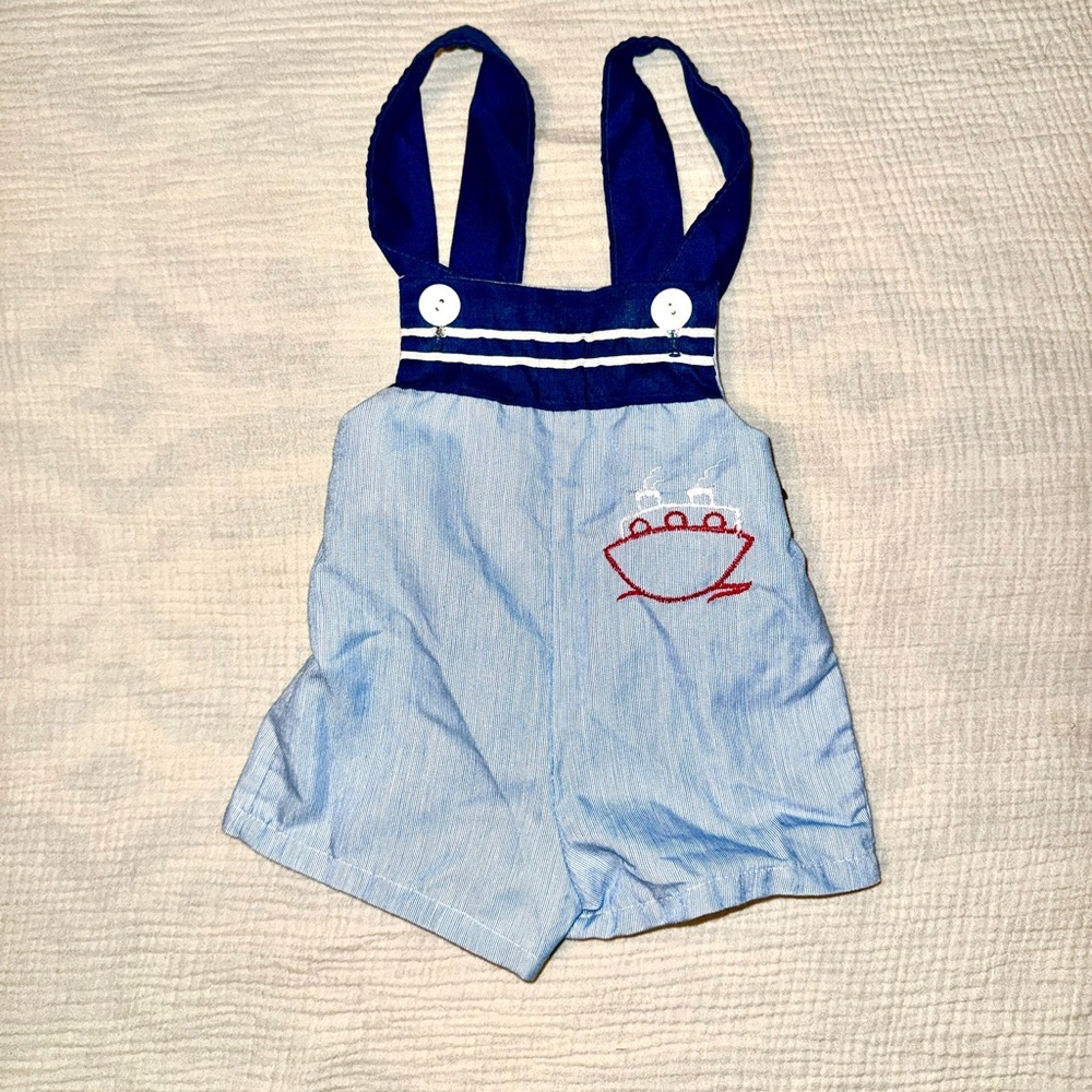Vintage Nautical 80’s Blue Kids Overalls